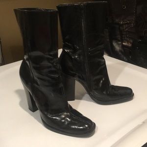 Nine West black patent leather boots